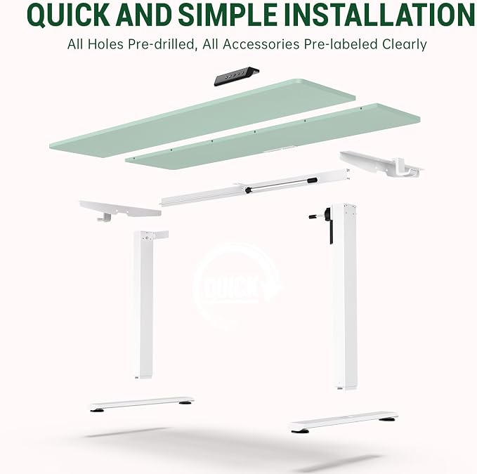 Veken 55 Inch Large Electric Standing Desk, 4 Memory Heights Adjustable,Sit to Stand Up, Work Home Office Computer Table for Study, Walking Pad, Writing, and Games, Wooden Desktop Desks, Green
