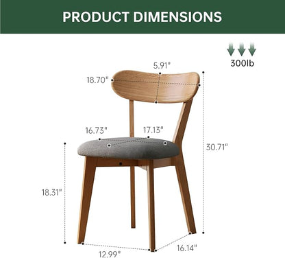 47’’-63’’ 100% Oak Extendable Dining Table and Chairs Set for 4, Solid Wood Folding Kitchen Table, Mid Century Modern Dinner Table for Kitchen, Living Room, Natural (47''-63''+4 Cushion Chairs-YC)