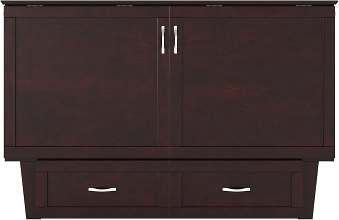 AFI, Monroe Queen Murphy Bed Chest with 6" Mattress, Storage Drawer & Built-in USB Charger, Espresso