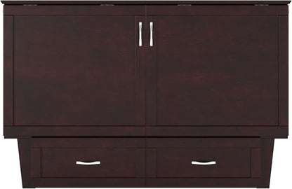 AFI, Monroe Queen Murphy Bed Chest with 6" Mattress, Storage Drawer & Built-in USB Charger, Espresso