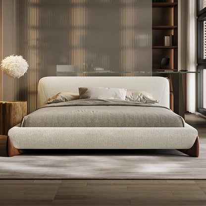 homary 3 Pieces Bedroom Sets, King Size Upholstered Bed with 2 Leather Nightstands – Modern Bedroom Set with Wireless Charging & USB Ports, 2 Drawer Storage Nightstands