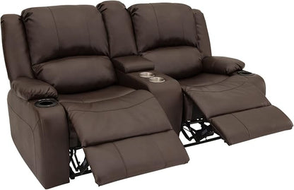 RecPro Charles 67" Powered Double RV Wall Hugger Recliner Sofa RV Loveseat with Upgraded 2023 Fabric (Chestnut)