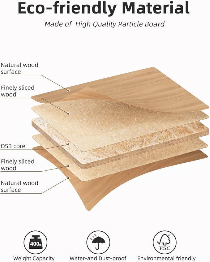 Universal 48 x 24 One-Piece Solid Wood Table Top, 1" Thick Desktop for Stand Up Height Adjustable Desk Frames, Home Office Tabletop, Countertop DIY, Elmwood