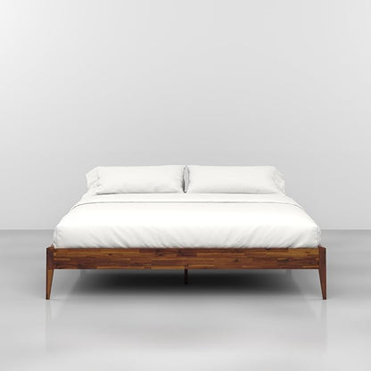Bme Dinkee King Size Bed Frame, 15 Inch High Platform, Modern Minimalist Style, Durable Wood Slat, Easy Assembly, No Box Spring Required, Chocolate Finish