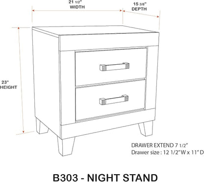 Kings Brand Furniture 3-Piece Antique Natural Bedroom Set – King Size Wood Bed Frame with 2 Nightstands