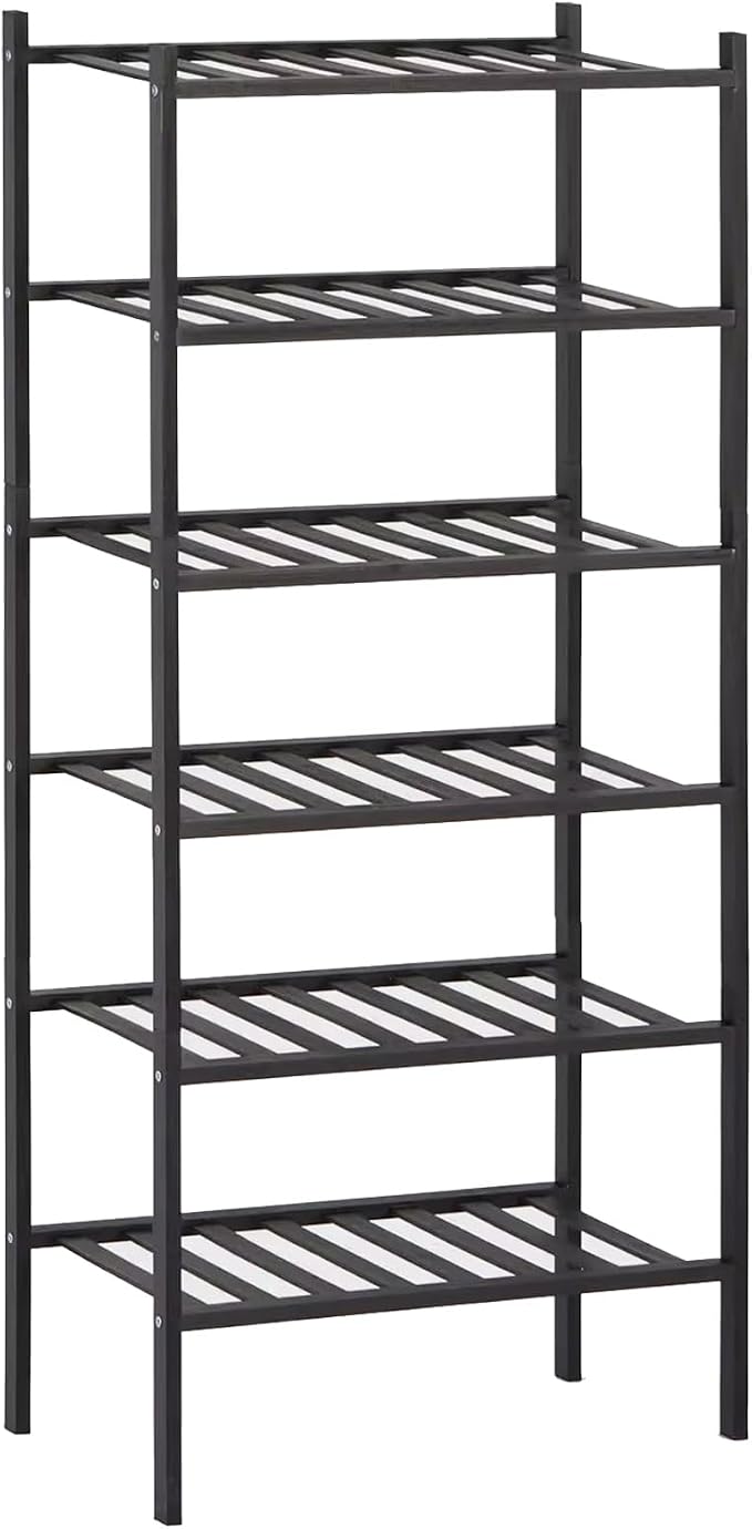 Shoe Rack Multi Tier Storage Organizer Wide Metal Shoe Shelf for Closet Entryway, Bamboo Stackable Multi-Layer Shelf Doorway Simple Folding Shoe Rack