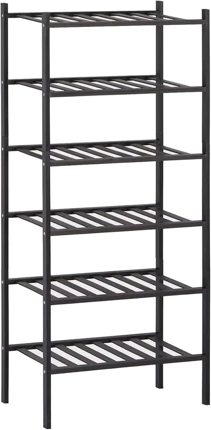 Shoe Rack Multi Tier Storage Organizer Wide Metal Shoe Shelf for Closet Entryway, Bamboo Stackable Multi-Layer Shelf Doorway Simple Folding Shoe Rack