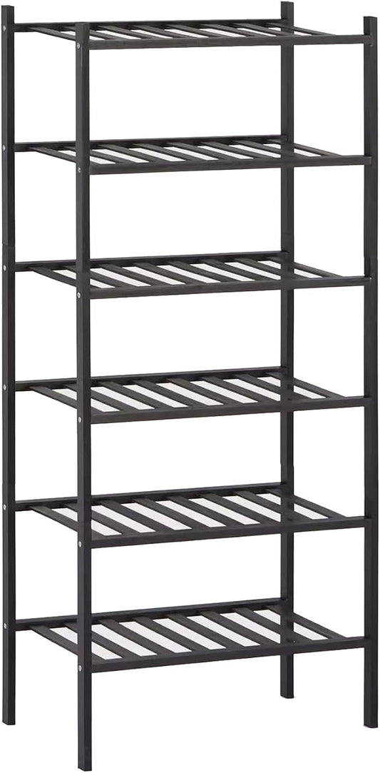 Shoe Rack Multi Tier Storage Organizer Wide Metal Shoe Shelf for Closet Entryway, Bamboo Stackable Multi-Layer Shelf Doorway Simple Folding Shoe Rack