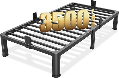 Yitong Angel 10 inch Twin Bed Frame with Round Corner Legs Mattress Slide Stopper,Low Profile Heavy Duty Metal Platform,No Box Spring Needed,Steel Slat Support,Easy Assembly,Noise Free