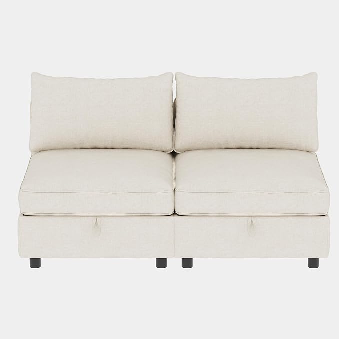 ERYE 68-Inch Loveseat Modular Sofa Deep Seat Storage Sectional Sofa Couch with Storage Ottomans,2 Seat Chenille Upholstered Love Seat Couch Convertible Lounge Sleeper Daybed for Living Room Bedroom