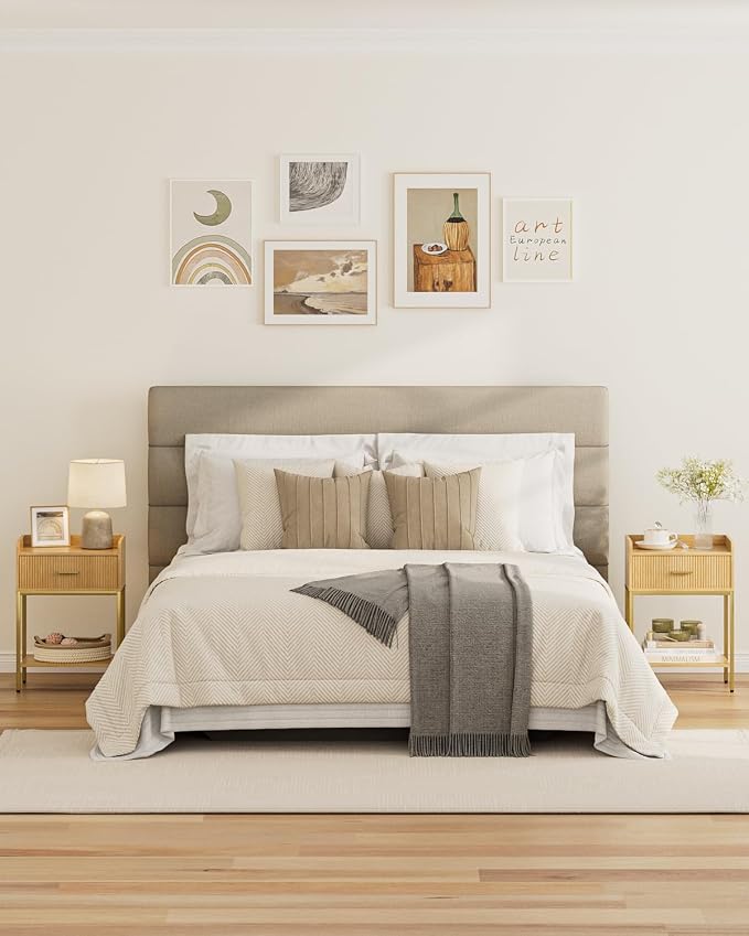 Nightstand, 3-Tier Bed Side Table, Small End Table, Night Stand with Open Shelf and Drawer, Bedside Table for Bedroom, Living Room, Oak