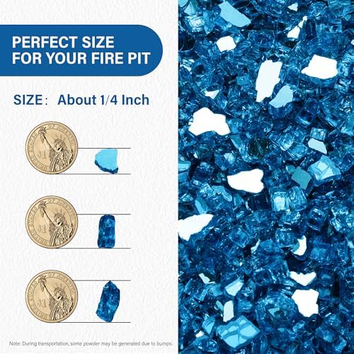 NUPICK 10 Pound Fire Glass, 1/4 Inch Reflective Fire Pit Glass