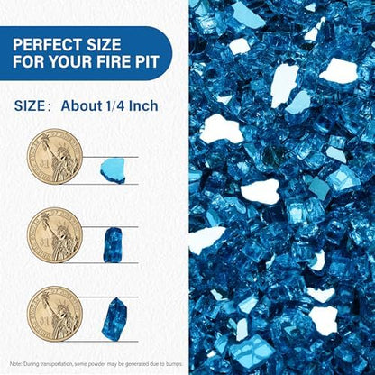 NUPICK 10 Pound Fire Glass, 1/4 Inch Reflective Fire Pit Glass