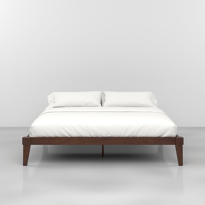 Bme Chalipa 14” King Bed Frame - Solid Wood Platform Bed - Japanese Joinery Bed Frame - Wood Slat Support - No Box Spring Needed - Easy Assembly - Minimalist & Modern Style, Walnut