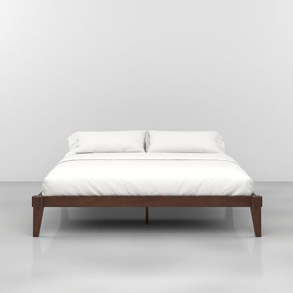 Bme Chalipa 14” King Bed Frame - Solid Wood Platform Bed - Japanese Joinery Bed Frame - Wood Slat Support - No Box Spring Needed - Easy Assembly - Minimalist & Modern Style, Walnut