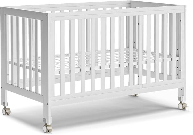 MAMAZING EvoNest Baby Crib, 11 in 1 Convertible Crib with Wheels, 100% New Zealand Wood Growing Bed, Full Size Crib for Baby, 4 Adjustable Mattress Height, White