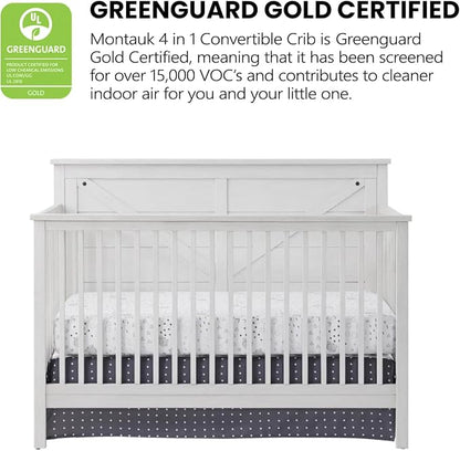 Oxford Baby Montauk 4-in-1 Convertible Crib, Barn White, GreenGuard Gold Certified