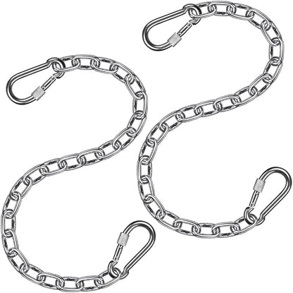 BeneLabel 2Pcs 29inch 304 Stainless Steel Hanging Chair Chain Kit with 4 Carabiners 1000 LB Capacity Hammock Chain Extender Chain for Swing, Punching Bag, Porch Swing, Indoor & Outdoor
