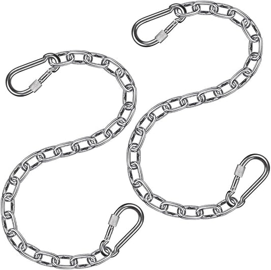 BeneLabel 2Pcs 29inch 304 Stainless Steel Hanging Chair Chain Kit with 4 Carabiners 1000 LB Capacity Hammock Chain Extender Chain for Swing, Punching Bag, Porch Swing, Indoor & Outdoor