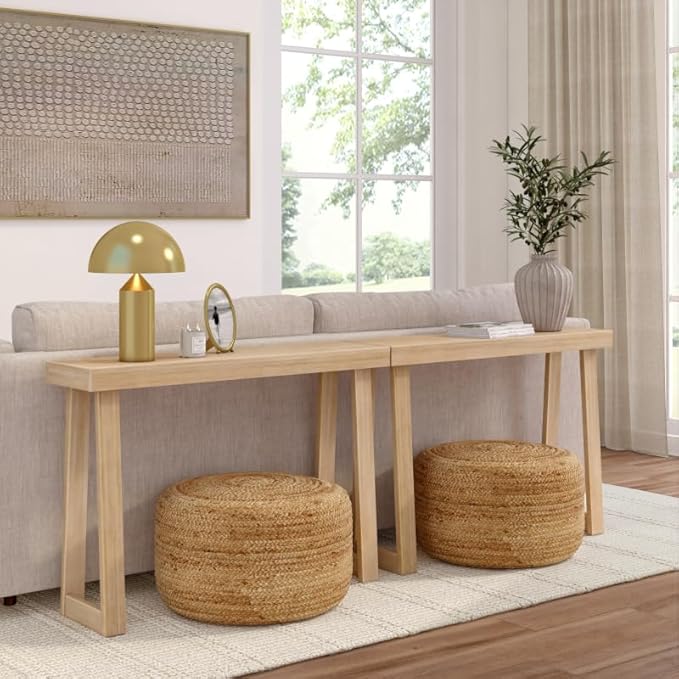 Plank+Beam Solid Wood Console Table, 46 Inch, Sofa Table, Narrow Entryway Table for Hallway, Behind The Couch, Living Room, Foyer, Easy Assembly, Blonde