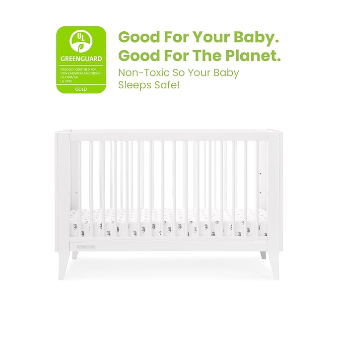 Delta Children Ollie 4-in-1 Convertible Crib - Greenguard Gold Certified, Bianca White