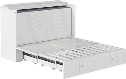 AFI, Southampton Murphy Bed Chest Queen with 6" Mattress, Storage Drawer & Built-in USB Charger, White