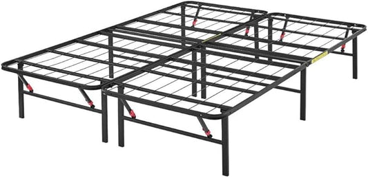 Basics Bed Frame with Storage, Foldable Metal Platform, Sturdy Steel, No Box Spring Needed, 14 inches High, Tool-Free Easy Assembly, Noise-Free, King Size, Black
