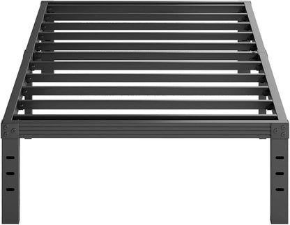 Furnitui 14 Inch High Metal Platform Twin Size Bed Frame, Bed Frame Twin No Box Spring Needed, Easy Assembly, Noise Free, Sturdy, Black
