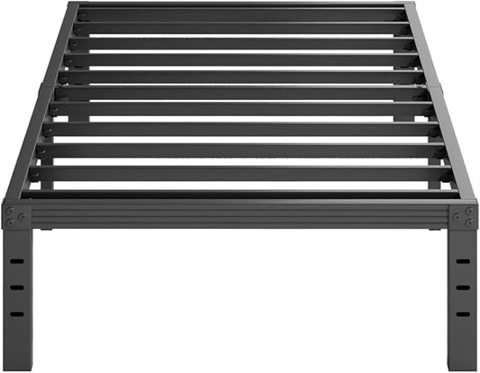 Furnitui 14 Inch High Metal Platform Twin Size Bed Frame, Bed Frame Twin No Box Spring Needed, Easy Assembly, Noise Free, Sturdy, Black