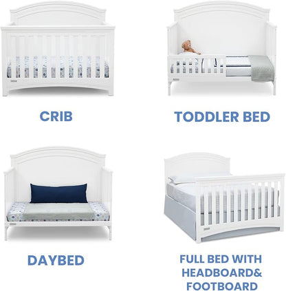 Simmons Kids SlumberTime Emma 4-in-1 Convertible Baby Crib N More - Greenguard Gold Certified, Bianca White