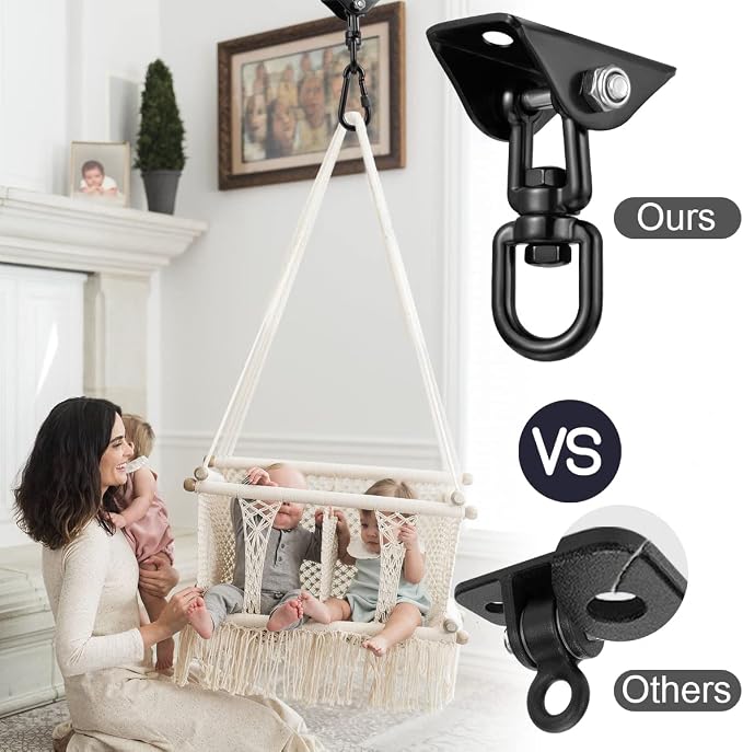 Hammock Hanging Kit, 2 Pack Hanging Chair Hardware 360°Rotating Hammock Hooks Heavy Duty, Hammock Chair Hanging Kit & Swing Ceiling Hook Snap for Hammock Chair Stand,Seat,Yoga,Gym, 1000 lb Capacity
