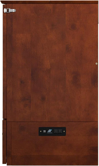 AFI Hamilton Queen Murphy Bed Chest with Mattress, Storage, and Built-in Charger in Walnut