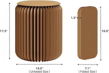 NOONTIDE Folding Stool - 17Inch Home Furniture 660lb Load Capacity Foldable Paper Stool Eco-Friendly Kraft Paper Honeycomb Design,Foldable to 1.2",Brown Modern Minimalist Stool for Living Room(Brown)