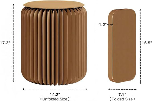 NOONTIDE Folding Stool - 17Inch Home Furniture 660lb Load Capacity Foldable Paper Stool Eco-Friendly Kraft Paper Honeycomb Design,Foldable to 1.2",Brown Modern Minimalist Stool for Living Room(Brown)