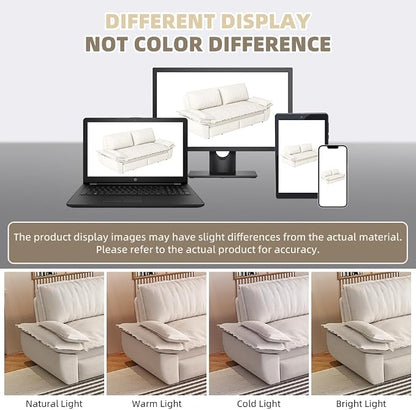 73.2" Sleeper Sofa Bed Queen, 3-in-1 Convertible Couch, Modern Pull Out Couches, Comfy Velvet Futon Sofa, Cloud Loveseat Lounge, Pillow Arm, for Small Spaces, Apartment, Living Room, Beige