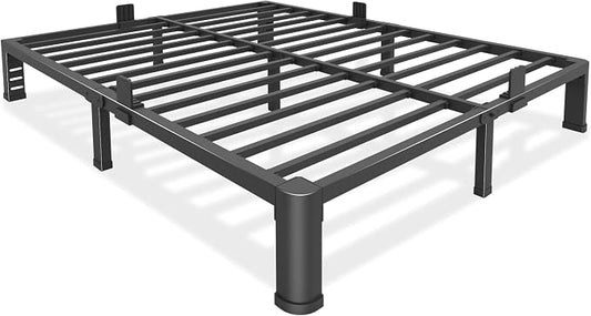 Bilily 10 Inch Low Bed Frame Full with Round Corner Legs,3500 LBS Heavy Duty Low Profile Full Size Bed Frame Metal Platform, No Box Spring Needed, Easy Assembly, Noise-free, Headboard Compatible,Black