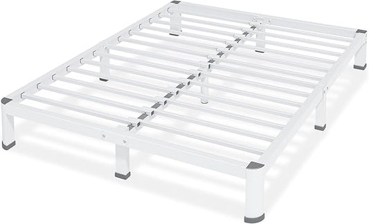 Superay 10 Inch Full Size Metal Platform Bed Frame with Round Corners, Storage Space Under High Bed Frame-Heavy Duty Steel Slats Support, Noise Free - Easy Assembly - No Box Spring Needed, White