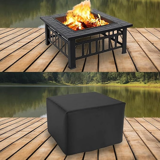 Square Fire Pit Cover for 29-32 Inch Firepit, Heavy Duty Outdoor Patio Fire Pit Table Cover, Gas Fire Pit Cover - Waterproof Dustproof Anti UV and Tear Resistant