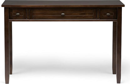 SIMPLIHOME Warm Shaker Desk and Bookcase Bundle - 48 inch Wide Solid Wood Transitional Desk with Drawers and 26 inch Wide 5-Shelf Bookcase in Brunette Brown, Home Office Furniture (Set of 2)