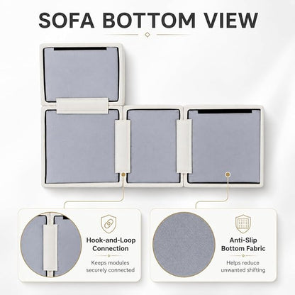 110" Boneless Cloud Couch Sectional for Living Room, Oversized Modular L Shaped Sofa with Ottoman, Deep Seat Chenille Sectional Couch for Cloud-Like Comfort (Beige)