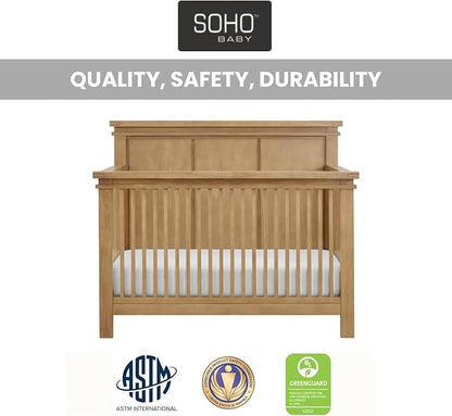 Soho Baby Mystic 4 in1 Crib Convertible, Honey Wood