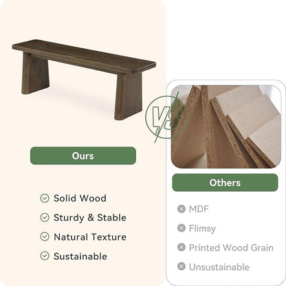 55.1" Solid Wood Entryway Bench, Rustic Shoe Bench for Mudroom Hallway, End of Bed & Dining Kitchen Benches, Easy Assembly, Espresso