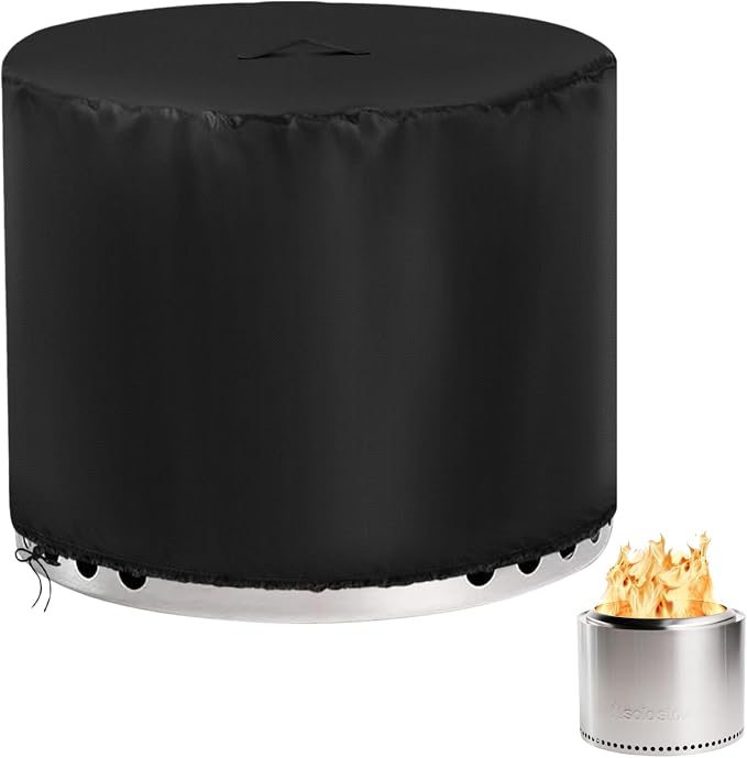 POMER Round Fire Pit Cover for Solo Stove Bonfire 2.0-20" D x 15" H | Heavy Duty,Waterproof,Outdoor,All Weather Resistant,Double seams,Easy to use and clean