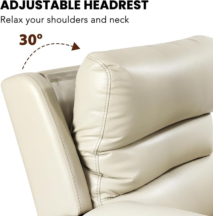 EONIX Power Zero Wall Hugger Power Recliner Chair for Small Space RV Living Room,Power Recliner with Massage and Heat, USB & USB-C Charging Ports, SXXY003992, Cream White