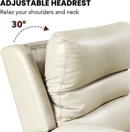 EONIX Power Zero Wall Hugger Power Recliner Chair for Small Space RV Living Room,Power Recliner with Massage and Heat, USB & USB-C Charging Ports, SXXY003992, Cream White