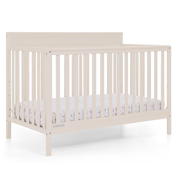 Delta Children Isabelle 6-in-1 Convertible Crib, Converts to Toddler Bed, Daybed, Sofa & Full Bed with/Without Footbaord, Greenguard Gold Certified, Mattress Heights, Soft Beige