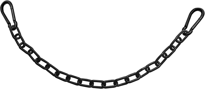 2Pcs Black Heavy Duty Hanging Chains with 4 Carabiners, Chair Hardware for Indoor Outdoor Playground Hammock Punching Bags 800 LB Capacity Small Chain Double Clips (Black Metal-1 PCS)