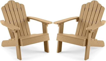 Giantex Kids Adirondack Chair, All-Weather HIPS Children's Outdoor Chair with Tilted High Backrest, Toddler Beach Chair for Garden Patio Backyard, Kids Lawn Chairs for Age 3-7 (2,Teak)
