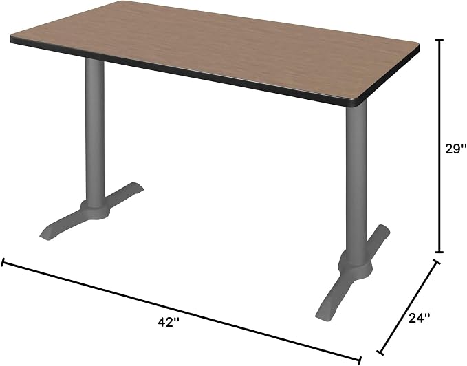 Romig Pillar 42 x 24 in. Steel T-Base Training Seminar Table- Noble Oak/Grey Base