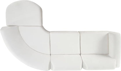 Merax Modern Curved Sectional Sofa with Ottoman, Couch 4-Piece Set High-Density Compressed Sponge, Fully Assembled, Right Hand Facing, Plush Deep Seat for Living Room, Lounge, Apartment, Beige
